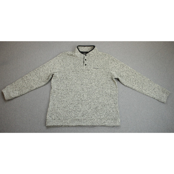 Eddie Bauer Sweater Mens Large 1/4 Snap Button Fleece Mock Neck Pullover - Picture 1 of 7